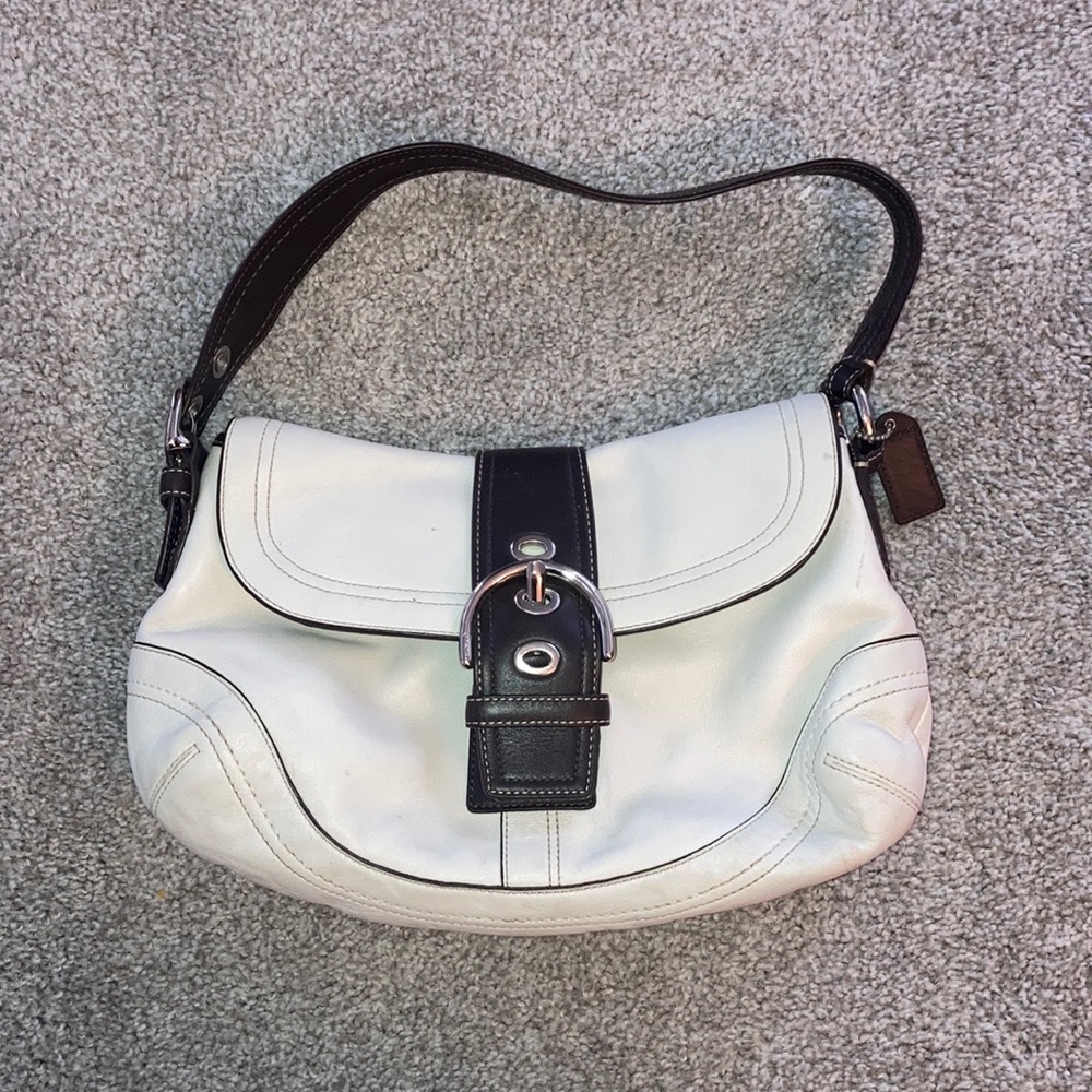 Coach Brown & Cream Leather Shoulder Bag